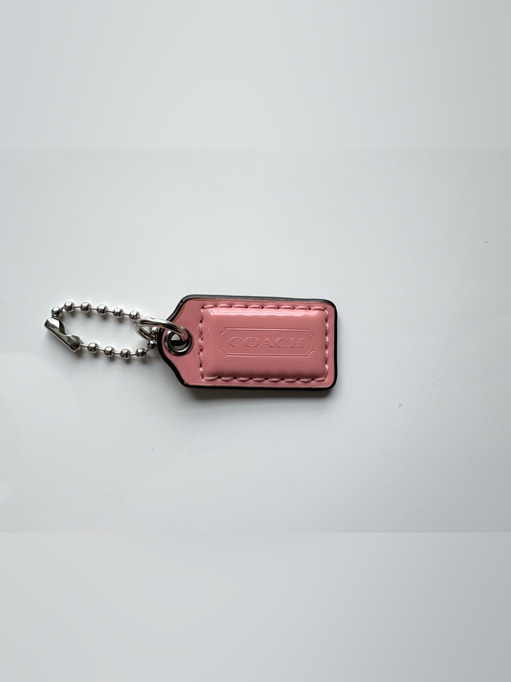 COACH 1.25" Mini Pink Patent Leather Silver Hardware Hang Tag Hangtag Charm Fob